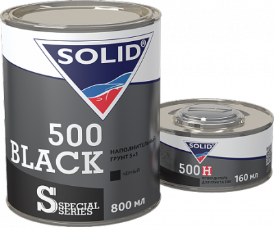 Грунт 500 SOLID BLACK 5+1 черный 0,8л +отвердитель 0,16л фото в интернет магазине Новакрас.ру